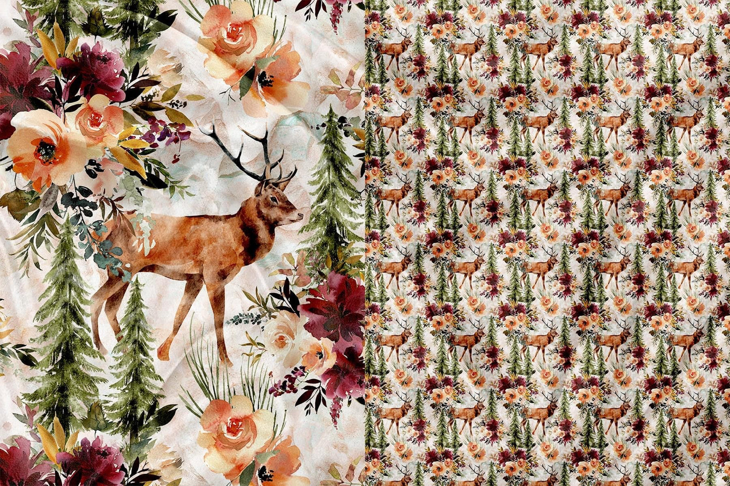 Floral Deer Blanket 
