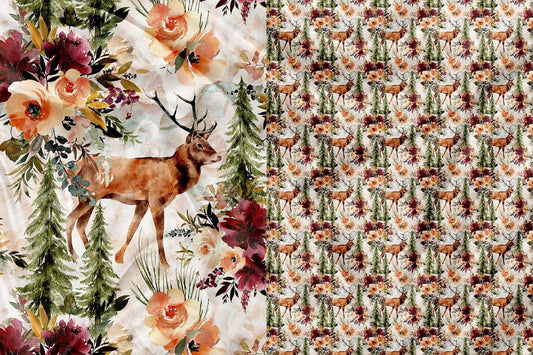 Floral Deer Blanket 
