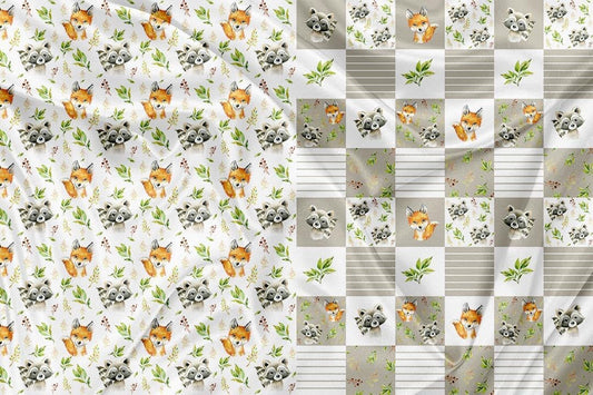 Racoon/Fox quilt style blanket 