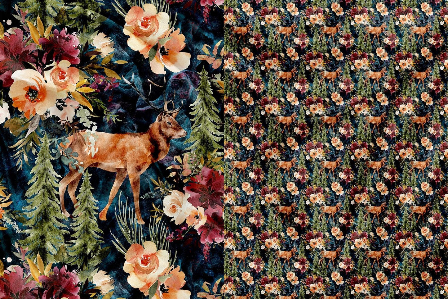 Floral Deer Blanket 